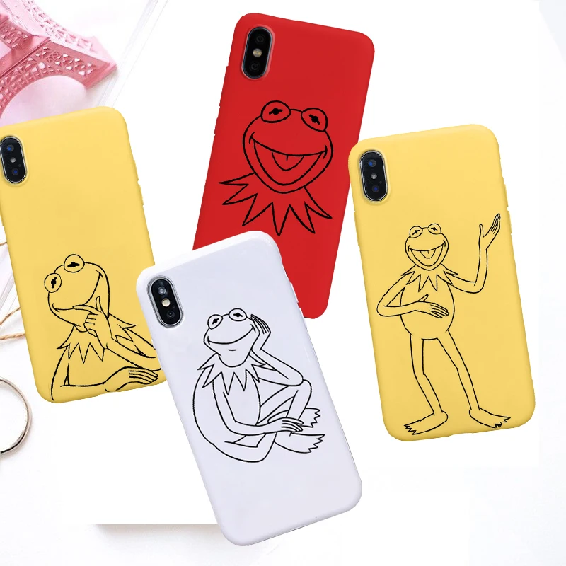 Kermit лягушка смешной милый карамельный цвет мягкий чехол для телефона из ТПУ iPhone 8