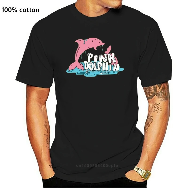 

632 Pink Dolphin Men'S Drip Script Short Sleeve T Shirt Black Tee T-Shirt Skate Clot Classic Custom Design Tee Shirt