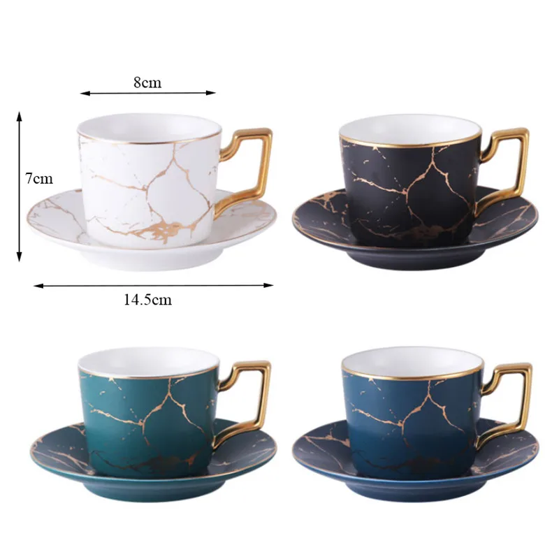 

Marble Phnom Penh Ceramic Coffee Cup with Saucer and Spoon Set Nordic Porcelain Office Teacups Cafe Espresso Cup Drinkware