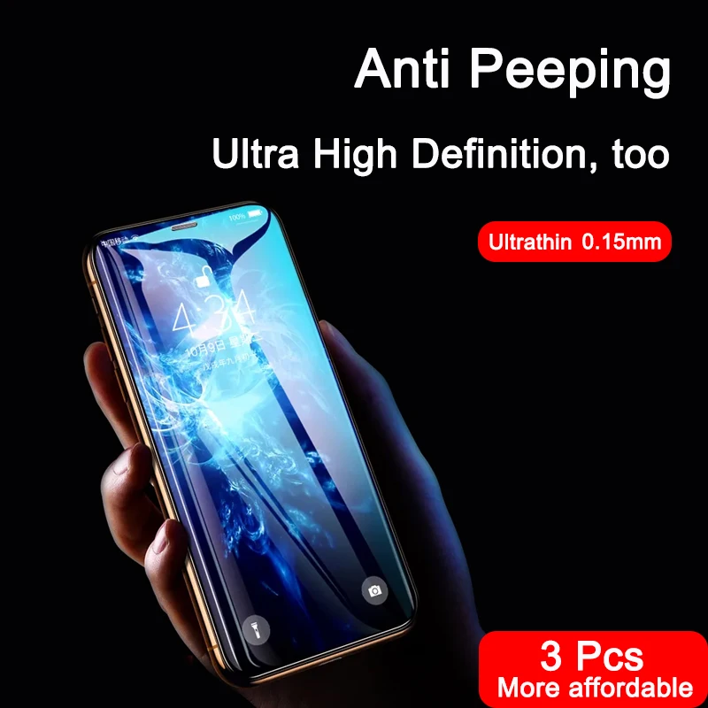 

3 Pcs Anti Spy Tempered Glass For iPhone 12 11 Pro mini XS Max X XR Privacy Screen protector iPhone 8 Plus