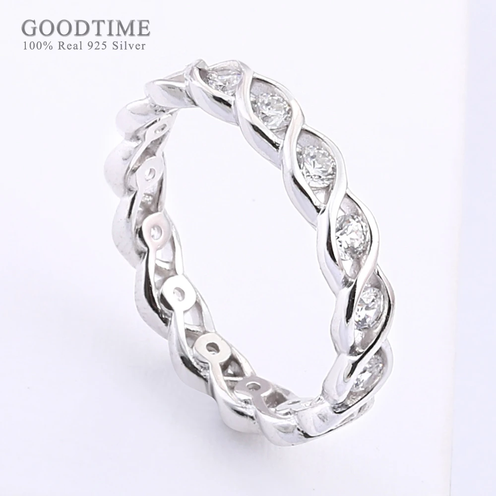 

Fashion Women Ring 925 Sterling Silver Ring Rhinestone Cubic Zircon Ring Anniversary Gift Silver Jewelry Accessories
