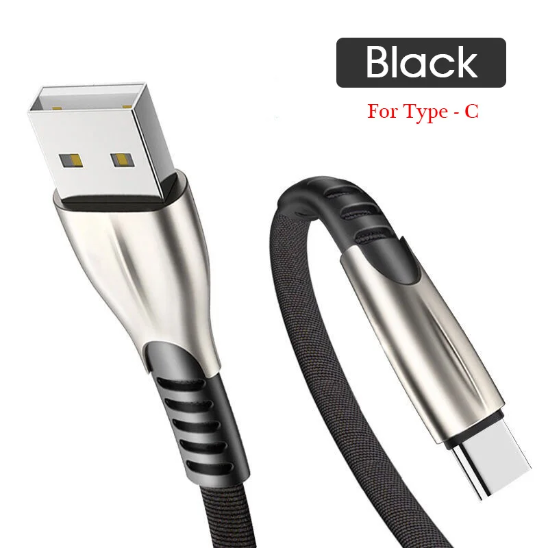 Black-TypeC 3а высокоскоростной зарядный кабель Micro USB быстрая зарядка type-C USBC type C зарядный кабель передачи данных USB шнур безопасная зарядка - Цвет: Black-TypeC