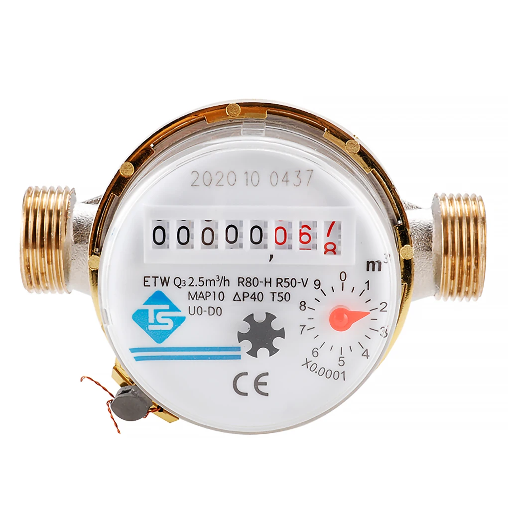 

Water Meter Mechanical Rotary Wing Smart E Type Rust-Proof Flow Measuring Pointer Counter Qn 1.5m3/H Household With Connector