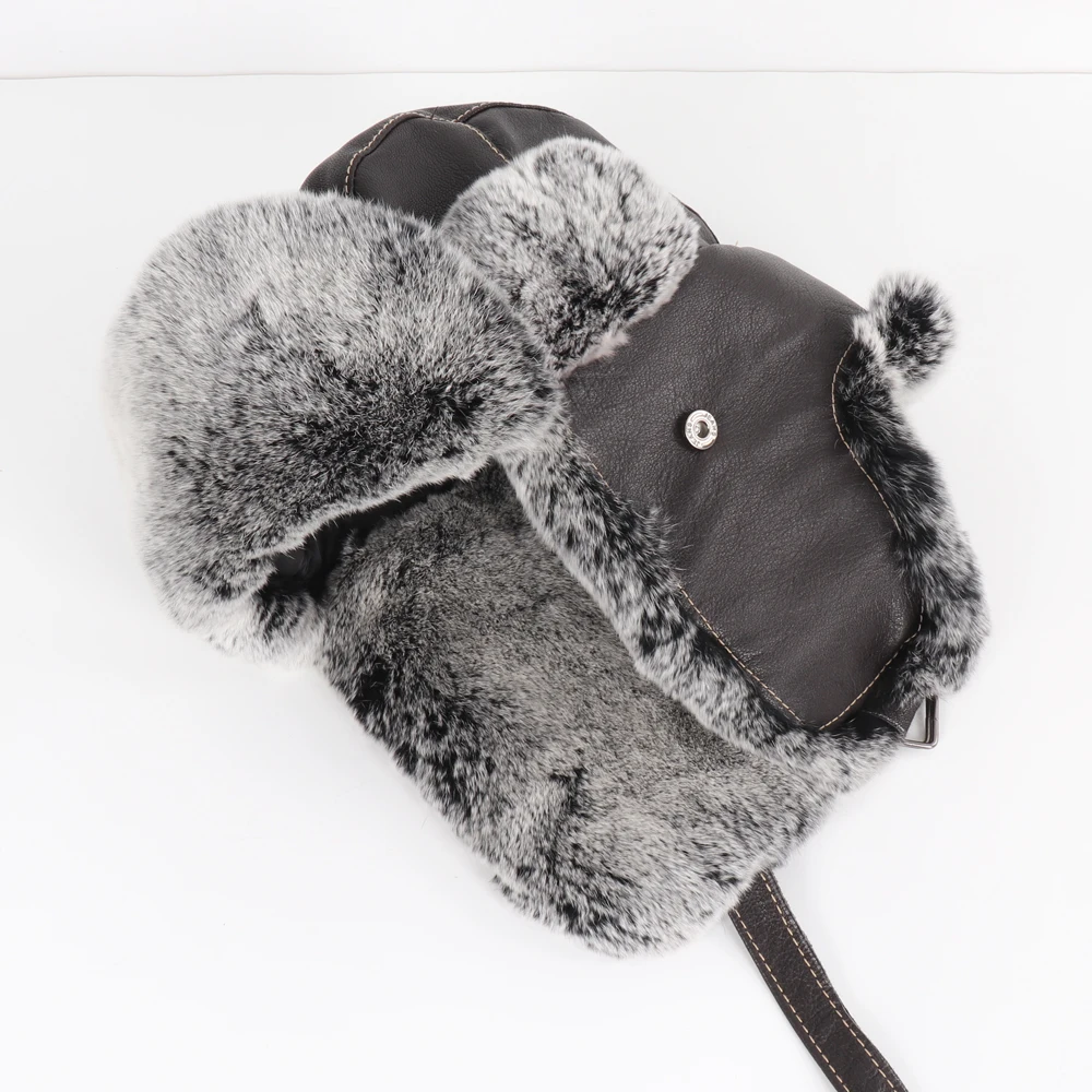 Новое поступление мужская 100% из натурального кроличьего меха шапки-ушанки