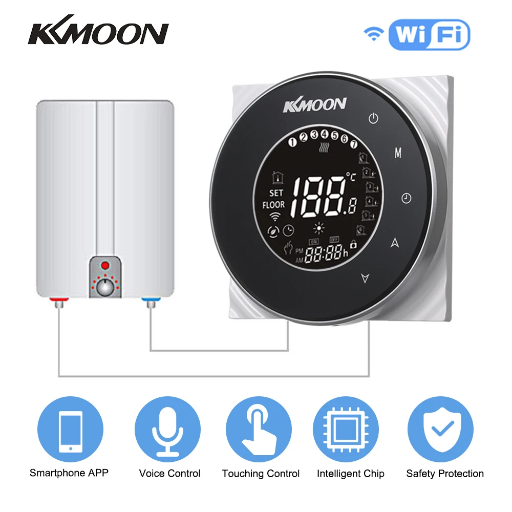 KKmoon цифровой водно газовый котел термостат WiFi Голосовое управление сенсорный ЖК