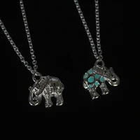 new fluorescent fashion luminous elephant metal necklace creative hollow night luminous women clavicle chain jewelry gift