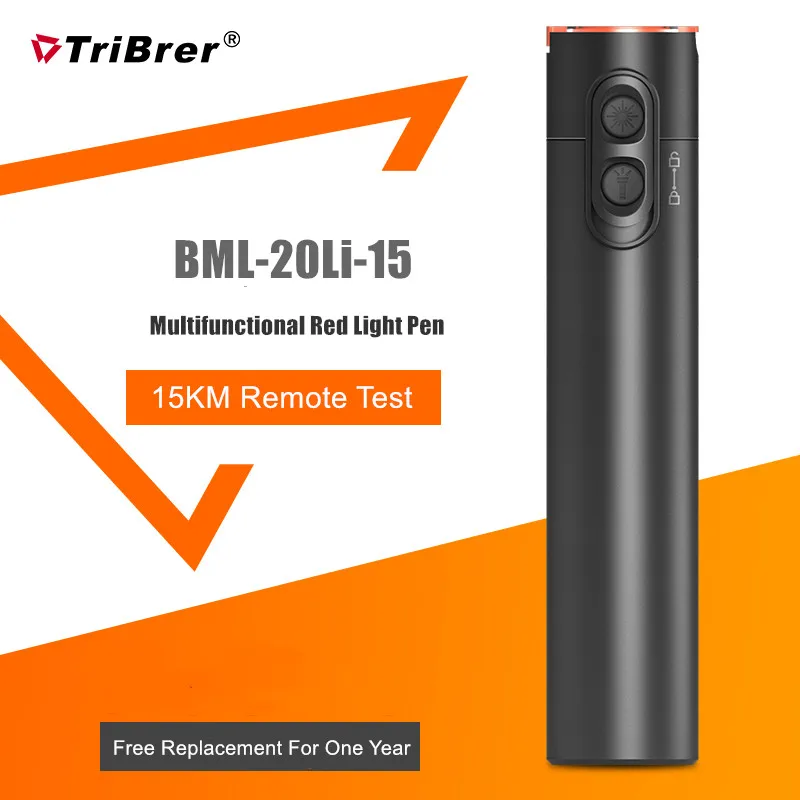 DHL Free Shipping TriBrer USB Charging 10km red fiber pen rechargeable 20mW red light source test polishing pen 30mW VFL 1800mAh
