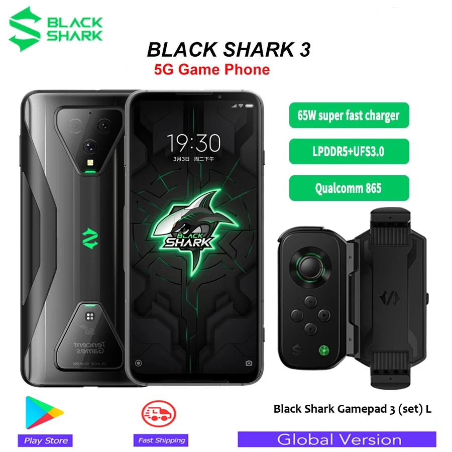 Глобальная версия черного цвета с изображением акулы 3 5G игровой мобильный