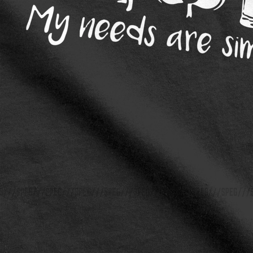 My Needs Are Simple Мужская футболка для рыбалки, груди, пива, Фишера, забавные хлопковые футболки с коротким рукавом, футболка с круглым вырезом, одежда размера плюс