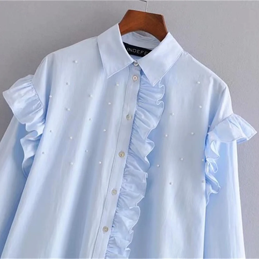 Новинка Весна 2020 женская рубашка поло с длинным рукавом декоративная