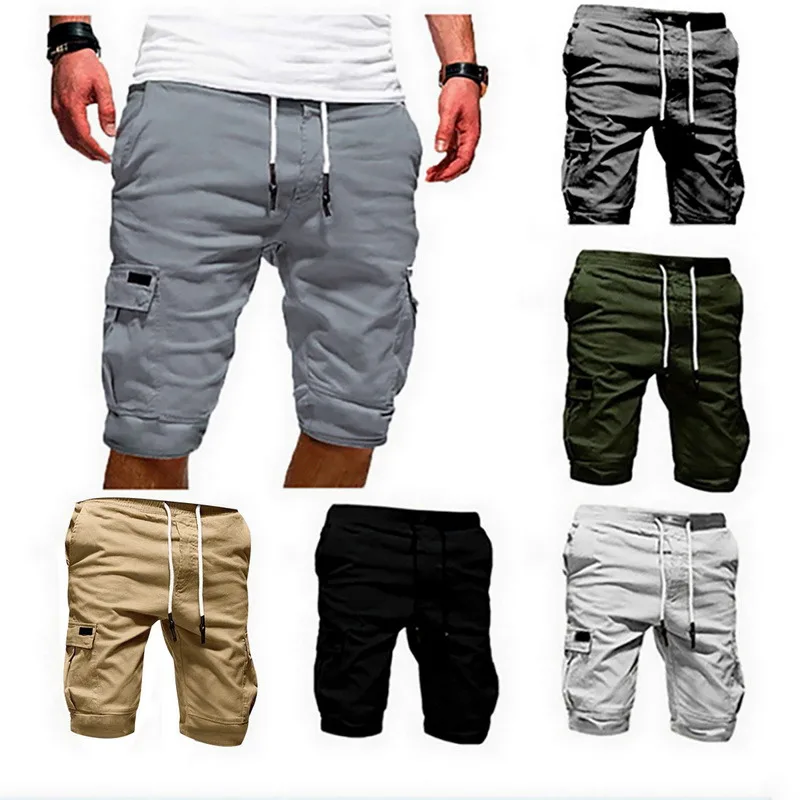 

New Mens Shorts Fitness Casual Drawstring Short Pants High Quality Shorts Men's Multi-pocket Sports Shorts