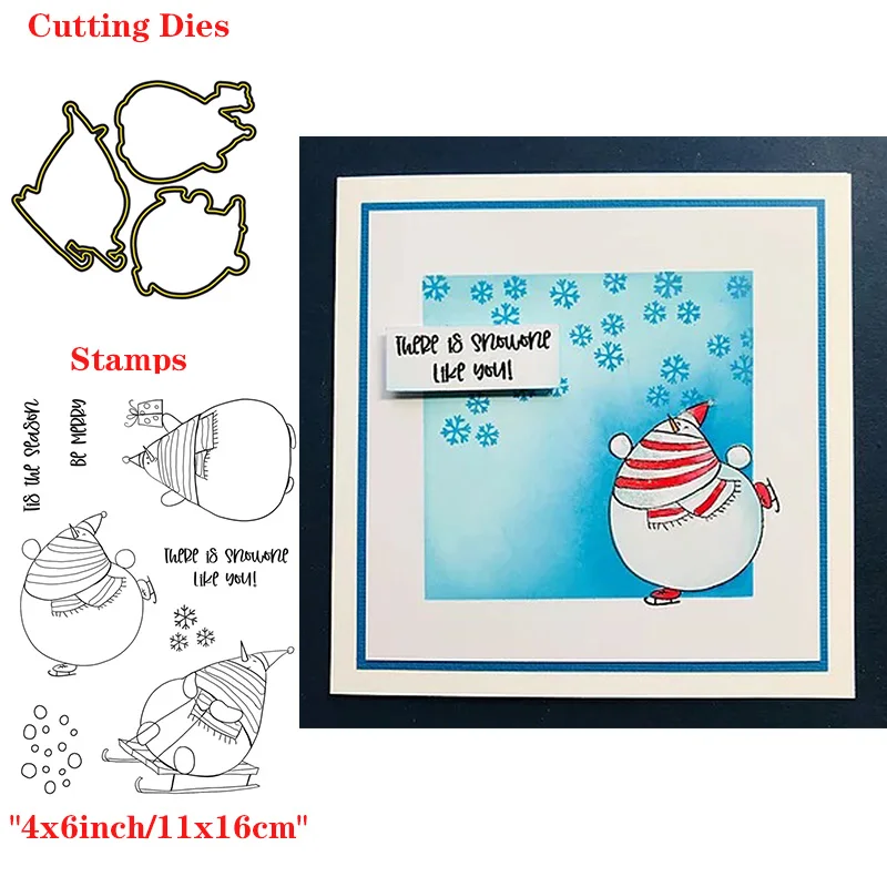 

Silly Snowmens 2021 New Transparent Stamps and Dies for DIY Scrapbooking Paper Cards Making Crafts Supplies Clear Stamps