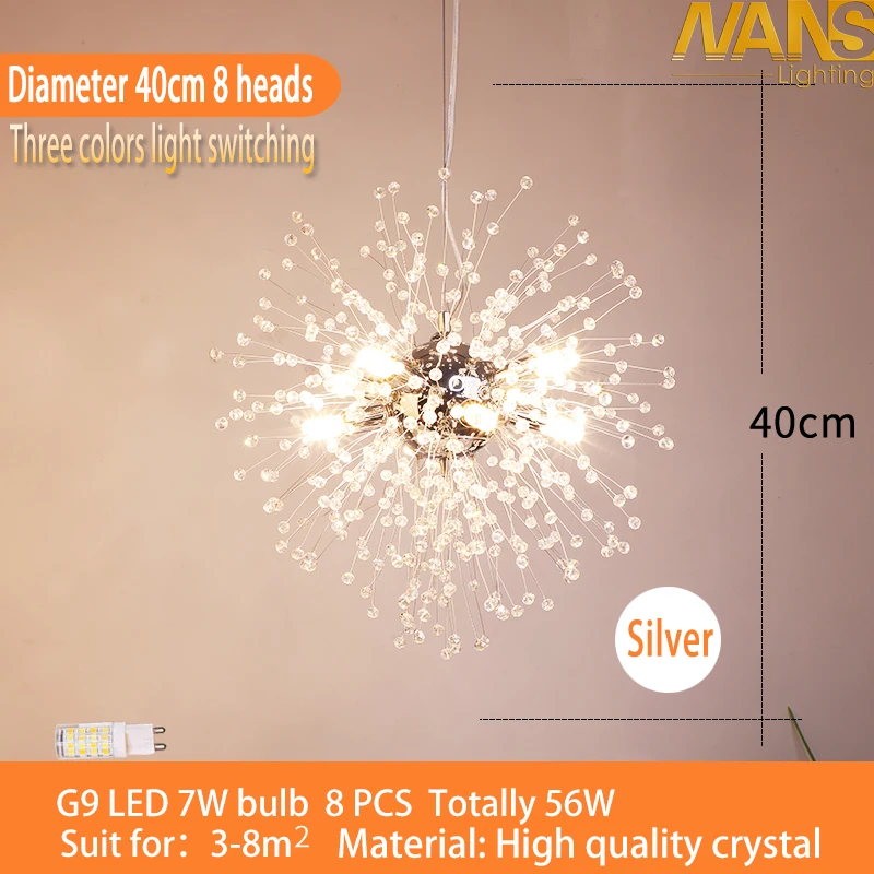 Люстра подвесной светильник современная светодиодная Хрустальная Одуванчик