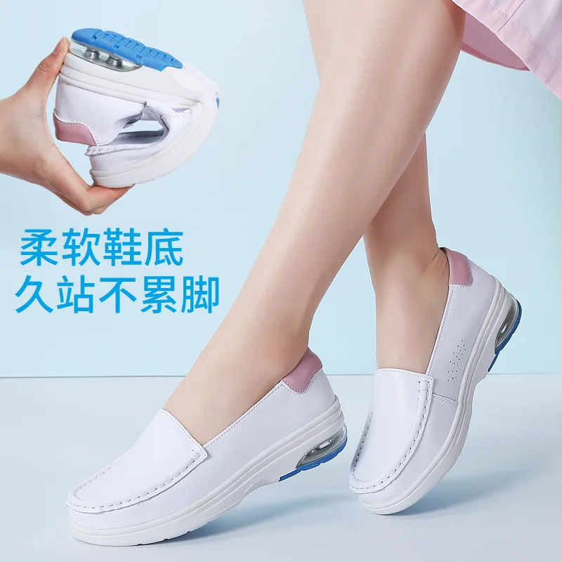 

Туфли женские кожаные на плоской подошве, Повседневные Дышащие, Нескользящие, для прогулок, модные однотонные, белые, весна-осень