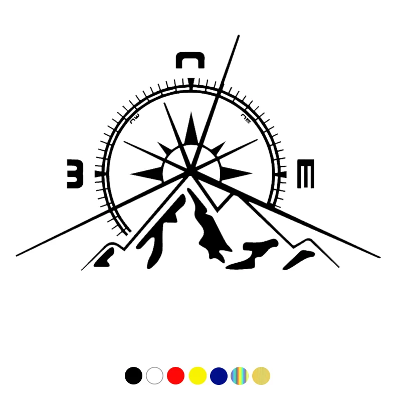 

CS-1856# Vinyl Decal Mountain Compass Off Road Car Sticker Waterproof Car Decor for Auto Truck on Bumper Rear Window Choose Size