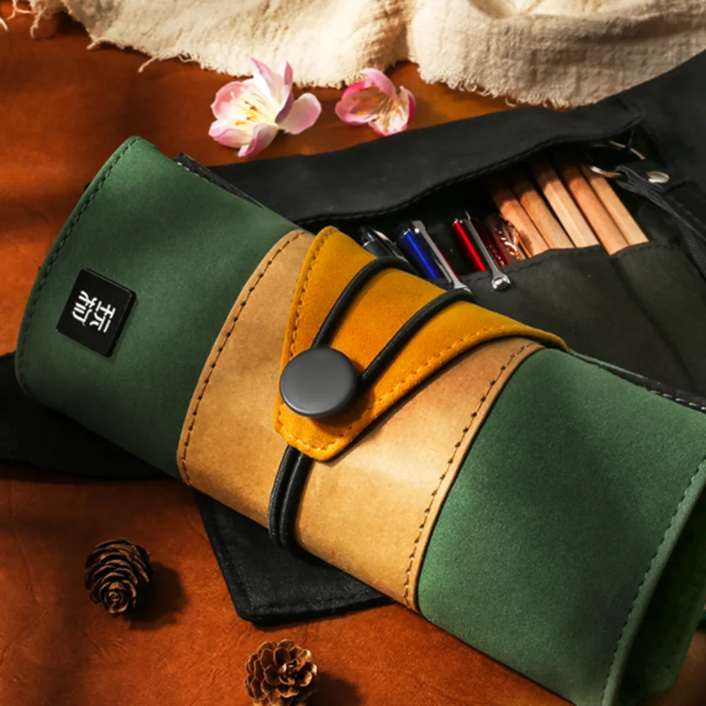 Творческий Винтаж кавайный чехол для карандаша Roll Up Карандаш Чехол Цветной