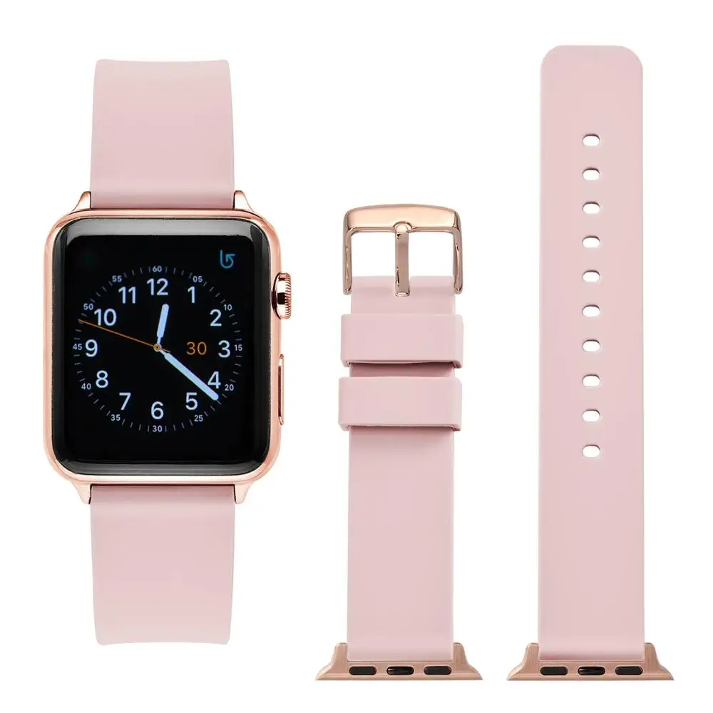 Силиконовый ремешок для часов WOCCI с адаптером цвета розового золота Apple Watch 38 мм 40