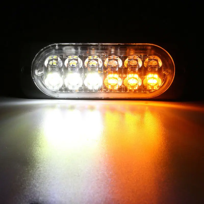 

4x Strobe Flash Lights Beacon Warning Light Bars Amber +White 12V-24V 3000K-6000k