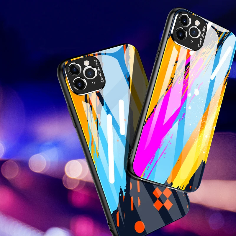 Граффити камуфляж Чехол из закаленного стекла для телефона iPhone 11 Pro MAX XS XR 8 7 6S Plus