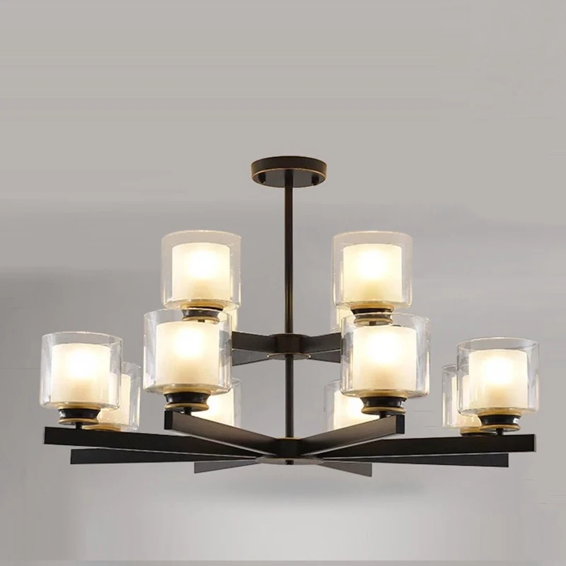 Роскошная люстра LukLoy в стиле ретро черная стеклянная лампа для гостиной