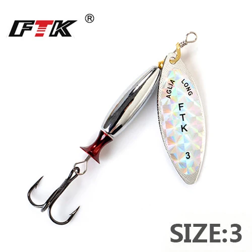FTK 1 шт. длинные литые Size2-Size3 рыболовные приманки, крючок Спиннер ложка приманки с тройными крючками - Цвет: xinjianyin3