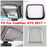 front upper roof reading lights lamps frame decoration cover trim fit for cadillac xt5 2017 2021 abs matte carbon fiber look