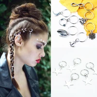 5 pcsset shell hair braid jewelry stars moon gold silver hard wearing easy to use cuffs for individuality hair braid rings