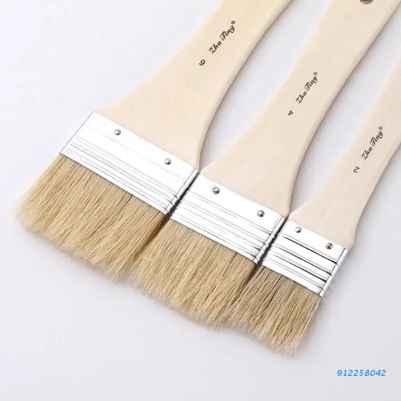Кисти для рисования набор из 3 нейлоновых плоских кистей стен отделки дверей