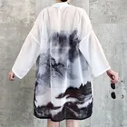 Кимоно женское солнцезащитное в традиционном японском стиле, тонкий длинный кардиган с промывкой чернилами в китайском восточном стиле, халат, наряды хаори, 2022