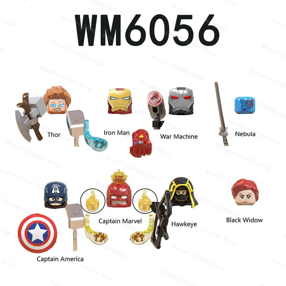 Bloques de construcción para niños, juguete de ladrillos para armar modelo de nebulosa Iron Man, Thor y Hawkeye, ideal para regalo, WM6056, 8 unids/set por Set