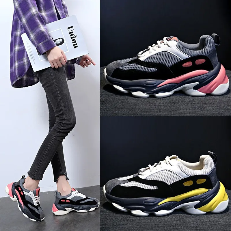 

New Shoes Women Sneaekrs Female Thick Bottom Breathable Casual Chunky Sneakers Comfort Fashion Footwear Tenis Feminino W22-93