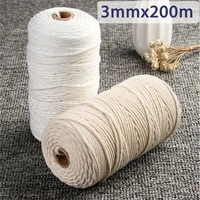 3mm200m natural cotton yarn diy textile thread handmade wall hanging tapestry dream catcher decoration