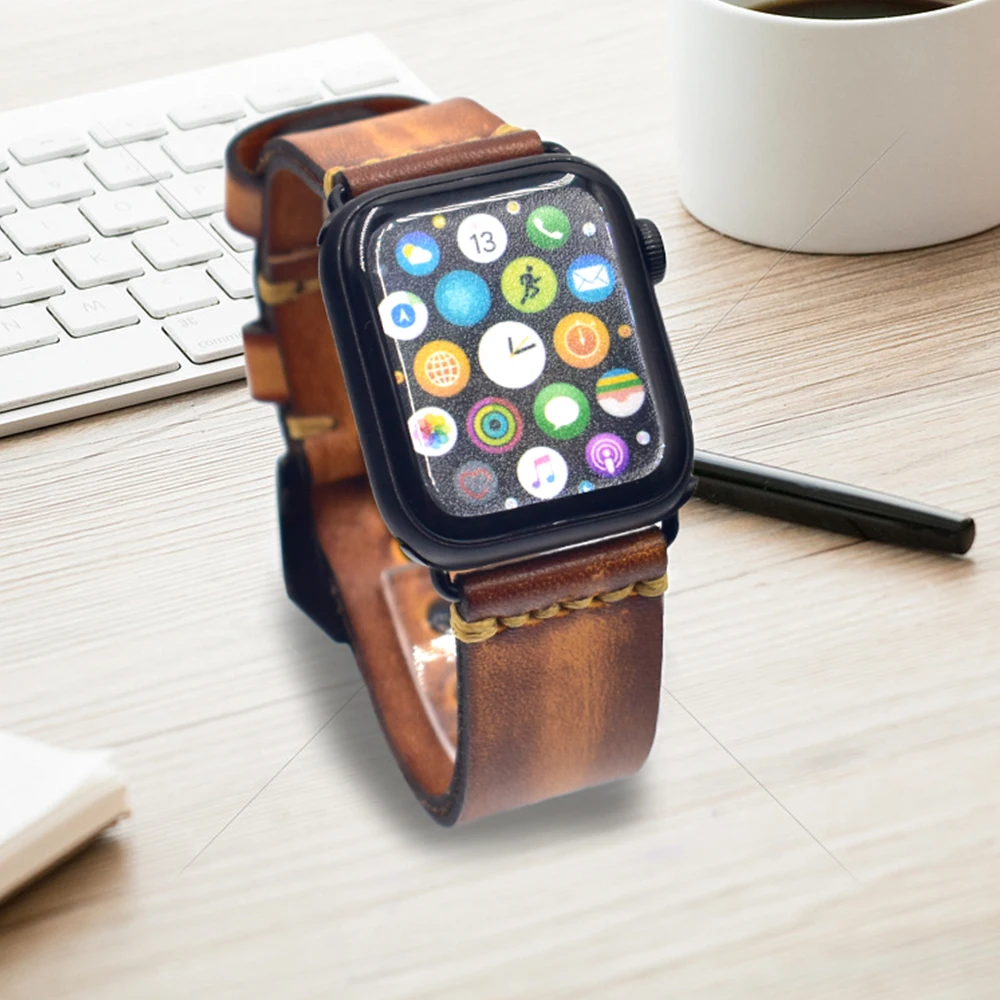 Onthelevel кожаный ремешок для Apple Watch 4 группа 42 мм 38 мм iWatch полосы 44 мм 40 мм двойной слой кожа Скрытая пряжка ремня# E