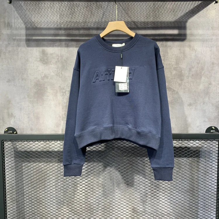 

2021 Spring Fall Simple Letter Crew Neck Women Sweatshirt European Terry Cotton Fashion Top Loose Casual Pullover Hoodie