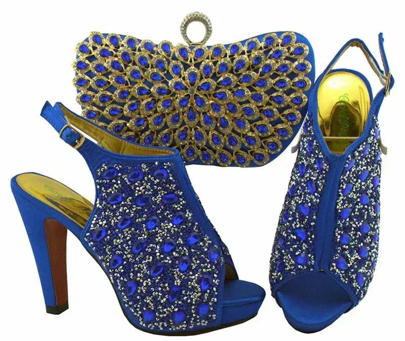 Вечерние туфли в нигерийском стиле и сумочка комплекте Итальянская обувь с