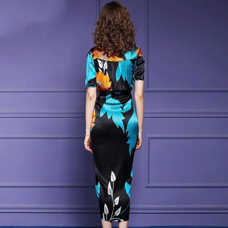 Асимметричное платье для женщин, цветочный принт, Vestidos De Fiesta De Noche, Цветочное платье макси, несимметричные женские платья, Robe Femme