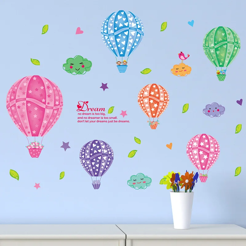 

Colorful Hot Balloon Wall Stickers For Kids Rooms Vinyl Home Decor Nursery Decoration Bedroom DIY Mural Removable Wall Paper