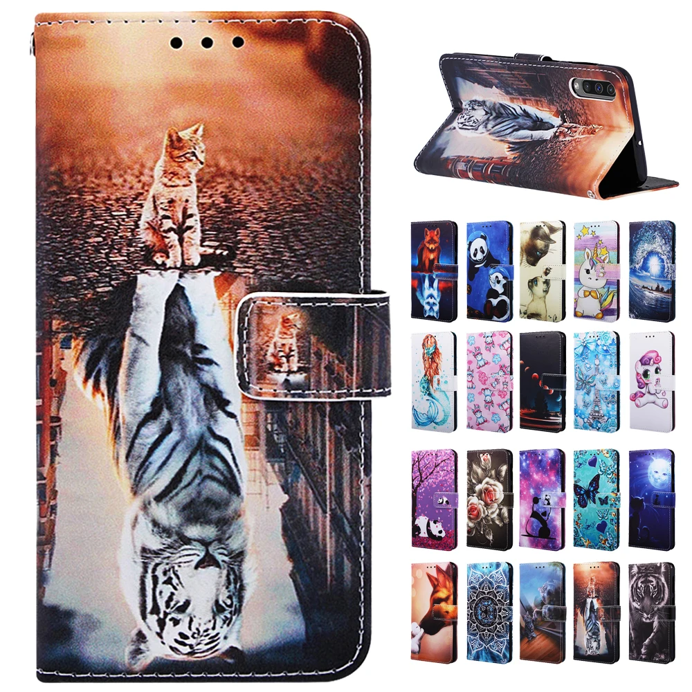 Кожаный флип-чехол для samsung Galaxy A10 A20 A30 A40 A50 A70 A80 A20e A10s A30s A50s A20s чехол для телефона чехол-бумажник с рисунком и крышка