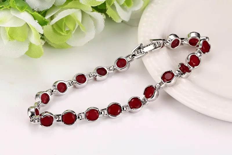 

FXM DIP19 winter arrival fashion jewelry for women birthday gift heart metal color red stone no allergic women bracelet