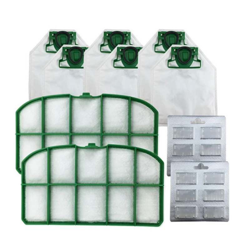 

6 шт. пылесборников + 2 шт. фильтров НЕРА + 2 шт. ароматических блока для пылесоса Vorwerk VK200 Сменные аксессуары