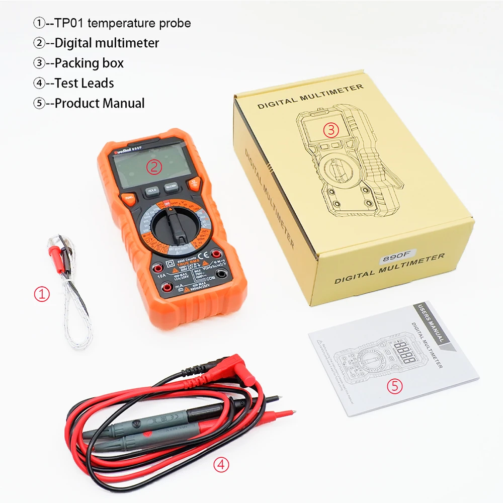 Digital Multimeter Professional Ohm Frequency High Precise AC DC Current 6000 Counts Ohm Hz NCV Live Multimetro Voltage Meter