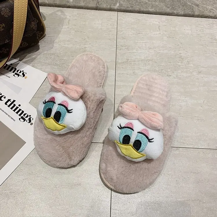 Winter New Ladies Cotton Slippers Simple Duck Comfortable Cotton Slippers Women Flat Slippers Women Furry Slippers Women