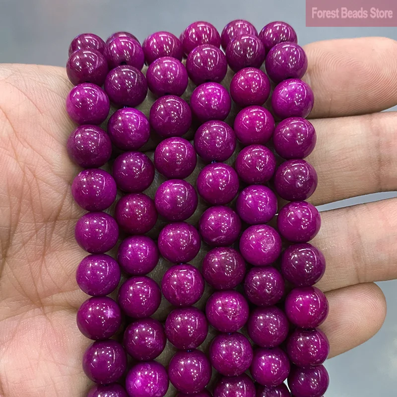 

Natural Smooth Purple Jasper Chalcedony Round Beads Diy Bracelet Necklace Ear Studs for Jewelry Making 15"Strand 6 8 10 12MM
