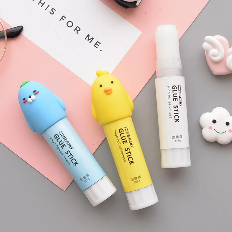Высококачественная Милая мультяшная школьная однотонная клейкая палочка