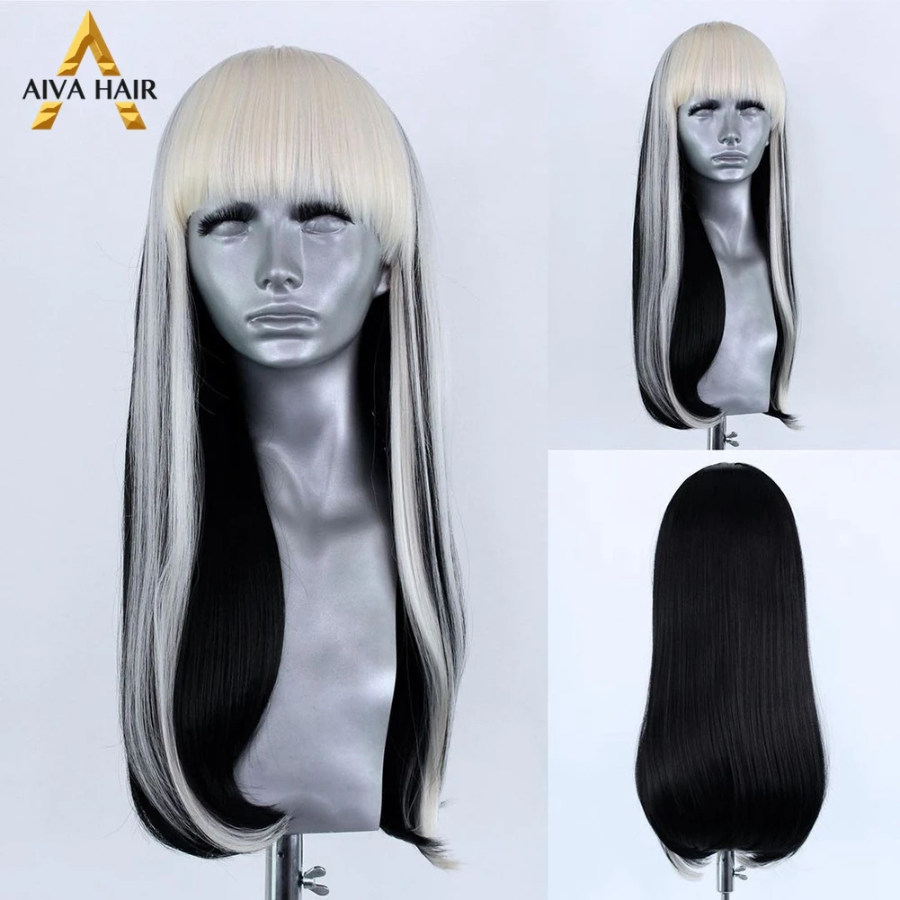 

Оранжевый черный синтетический парик с челкой, термостойкий, зеленый, белый, передний синтетический парик из волос, Aiva Pelucas Drag парик королевы для женщин