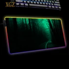 Большой игровой коврик для мыши XGZ с RGB-светодиодами, коврик для мыши с изображением лесного пейзажа, компьютерная анимация XXL 2, резиновый коврик для мыши XXL, коврик для клавиатуры, Настольный коврик