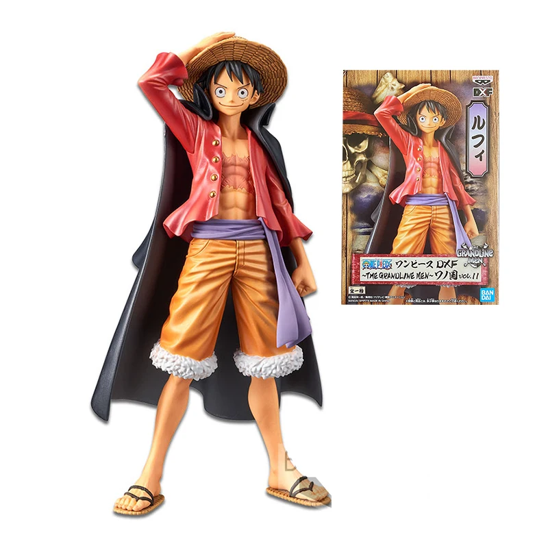 

Фигурка аниме Monkey D Luffy One Piece, модель черной плащи DXF Vol.11 Grandline, Мужская коллекция, Подлинная фигурка, соломенная шляпа