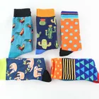 Носки для экипажа, новинка 2021, полоски, животные, перец, петух, кактус, собака, кошка, сердце, лиса, Ленивец, коала, волк, пингвин, динозавр