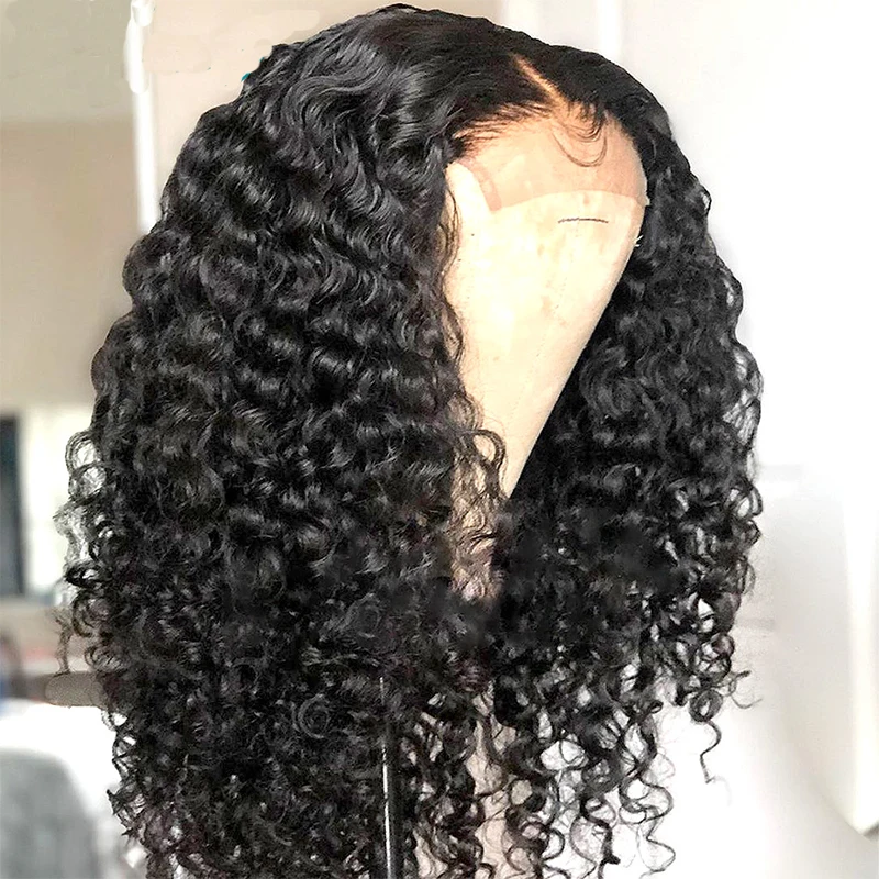 

12Inch Short Bob Kinky Curly Synthetic Lace Front Wig For Black Women With Baby Hair Heat Resistant Fiber Hair Wigs 180% Density