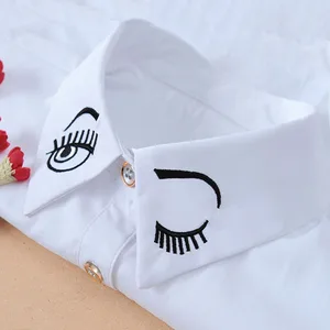 Милый вышитый Поддельный Воротник, женские съемные воротники для женщин, свитер, топ, винтажный белый женский воротник, отложной воротник, половина рубашки